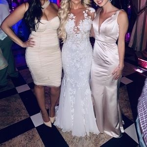 Lavish Alice Nude ruched midi dress